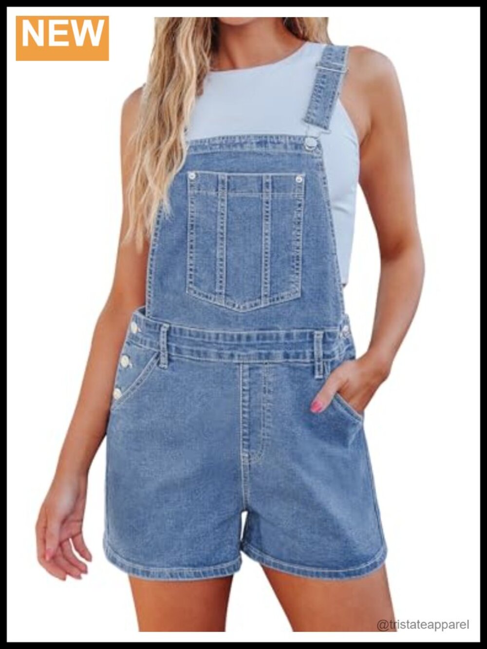 Women's luvamia Denim Short Overalls Baggy Adjustable Straps Cotton Stretch